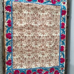 Anthropologie/Terrain Floral Tapestry with Pink and Blue Details
